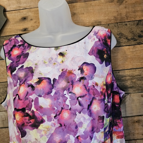 Liz Caliborne Women Sleeveless Floral Purple/pink Midi Fit/flare Dress Size 16 - Picture 4 of 12